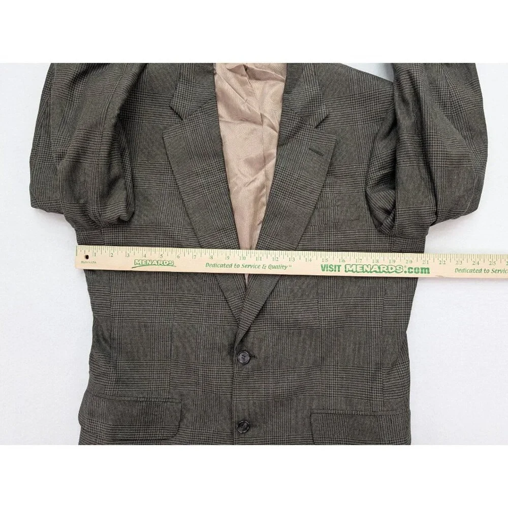 Daks London Vintage Men's Blazer Jacket Sport Coat Size 40L Brown Plaid